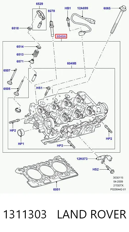Culata izquierda 1311303 Land Rover