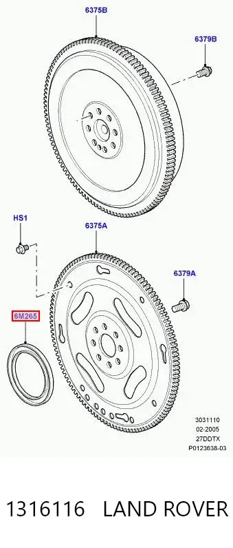 Corona dentada del sensor de posición del cigüeñal 1316116 Land Rover
