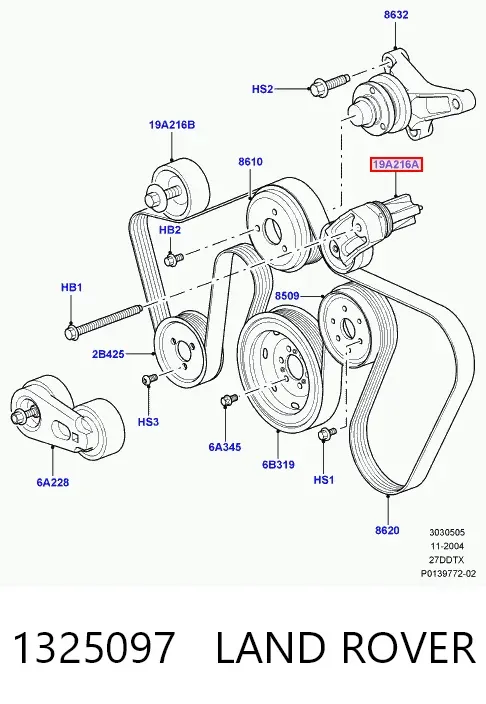 Tensor de correa poli V 1325097 Land Rover