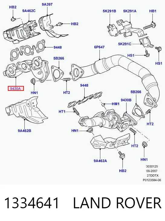 Colector de escape derecho 1334641 Land Rover