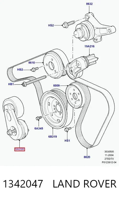 Tensor de correa poli V 1342047 Land Rover