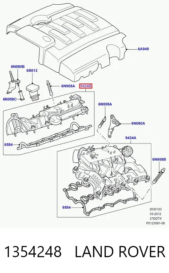 Colector de admisión derecho 1354248 Land Rover