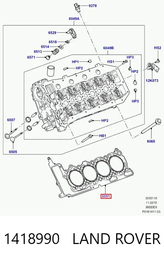 Junta de culata izquierda 1418990 Land Rover
