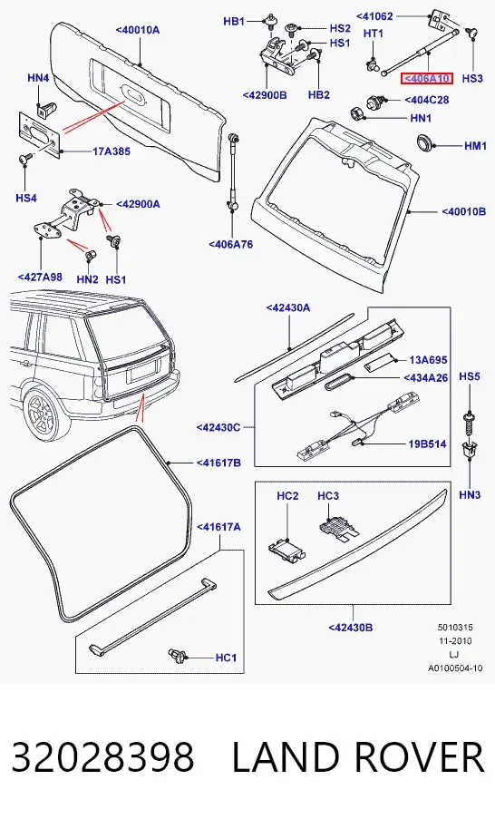 Amortiguador maletero 32028398 Land Rover
