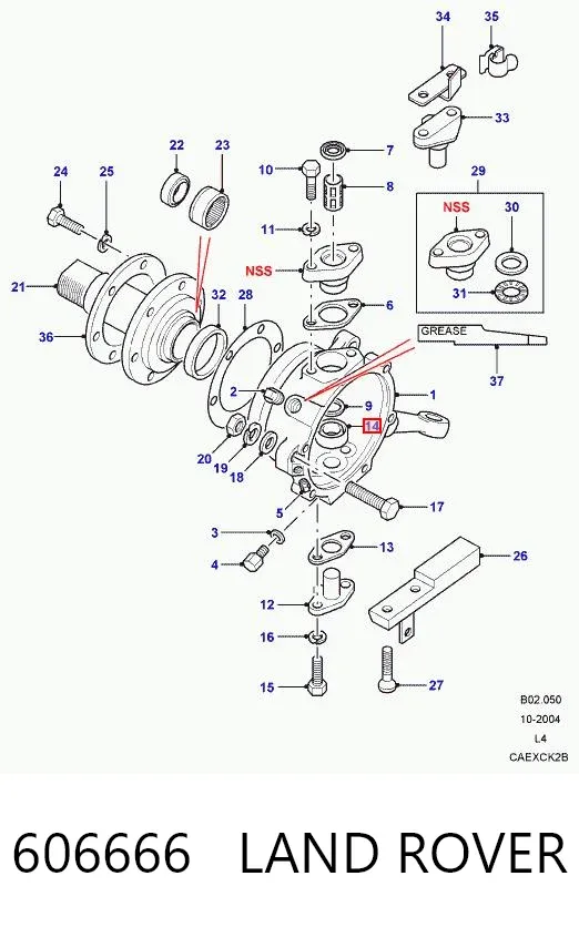 Cojinete de muñón delantero 606666 Land Rover