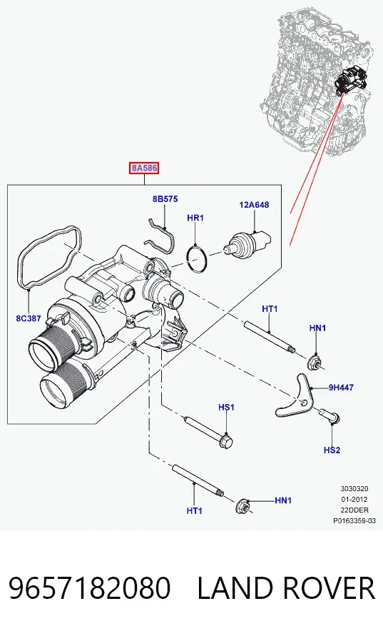 Caja de termostato 9657182080 Land Rover