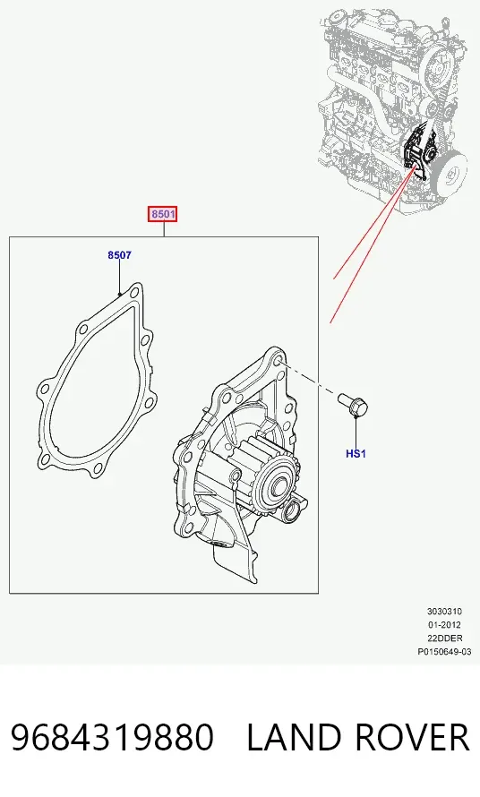 Bomba de agua 9684319880 Land Rover