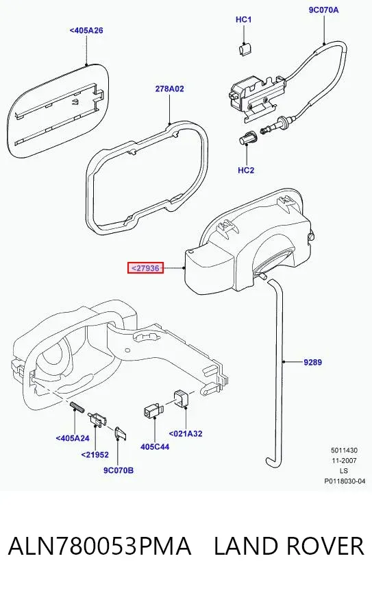 Carcasa del tubo de llenado del tanque de combustible ALN780053PMA Land Rover
