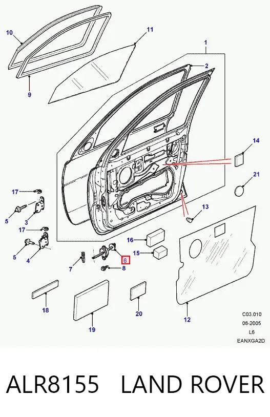 Limitador de apertura de puerta delantera ALR8155 Land Rover