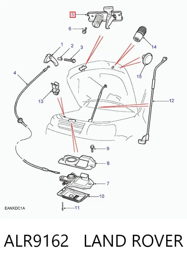 Gancho soporte del capó ALR9162 Land Rover