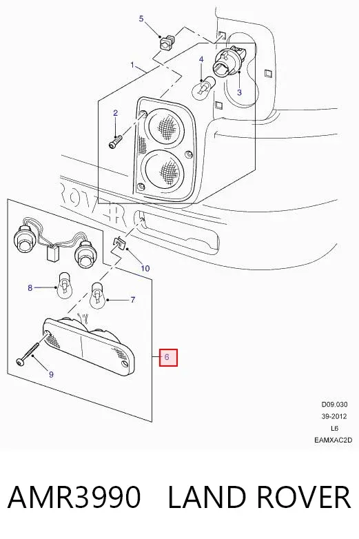 Luz trasera de parachoques derecha AMR3990 Land Rover