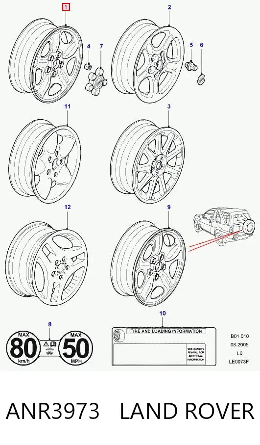 Llantas de acero (Estampado) ANR3973 Land Rover