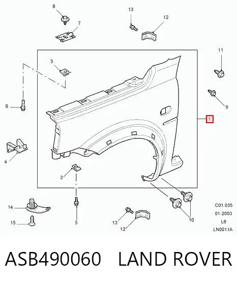 Aleta ASB490060 Land Rover