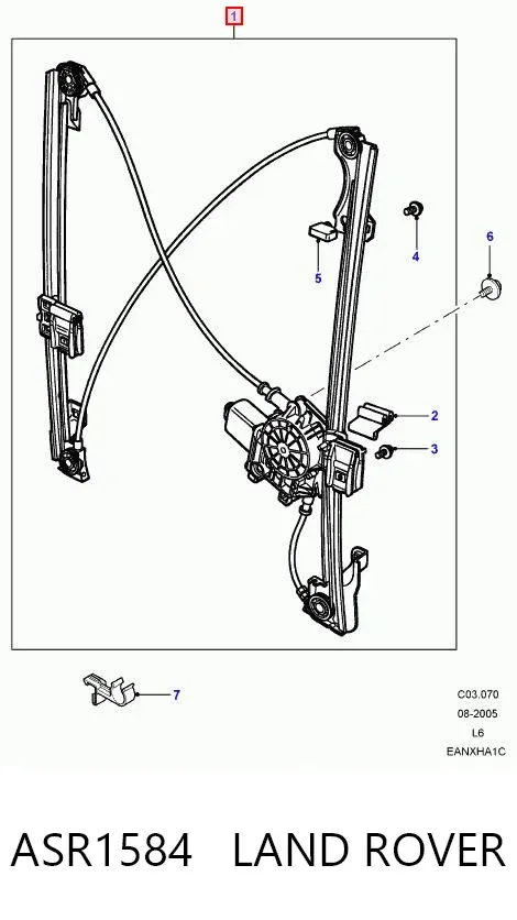 Mecanismo de elevalunas delantero derecha ASR1584 Land Rover