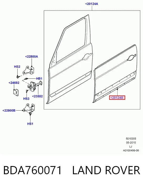 Puerta delantera izquierda BDA760071 Land Rover
