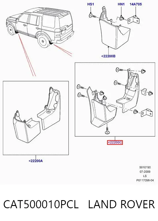 Faldillas guardabarros traseros CAT500010PCL Land Rover