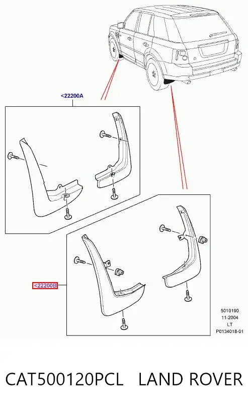 Faldillas guardabarros traseros CAT500120PCL Land Rover