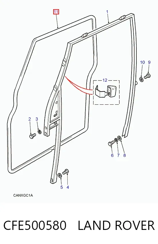 Junta de puerta delantera derecha (en la carrocería) CFE500580 Land Rover