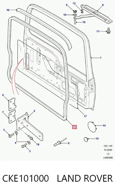 Sello del maletero (puerta trasera 3/5) LAND ROVER CKE101000
