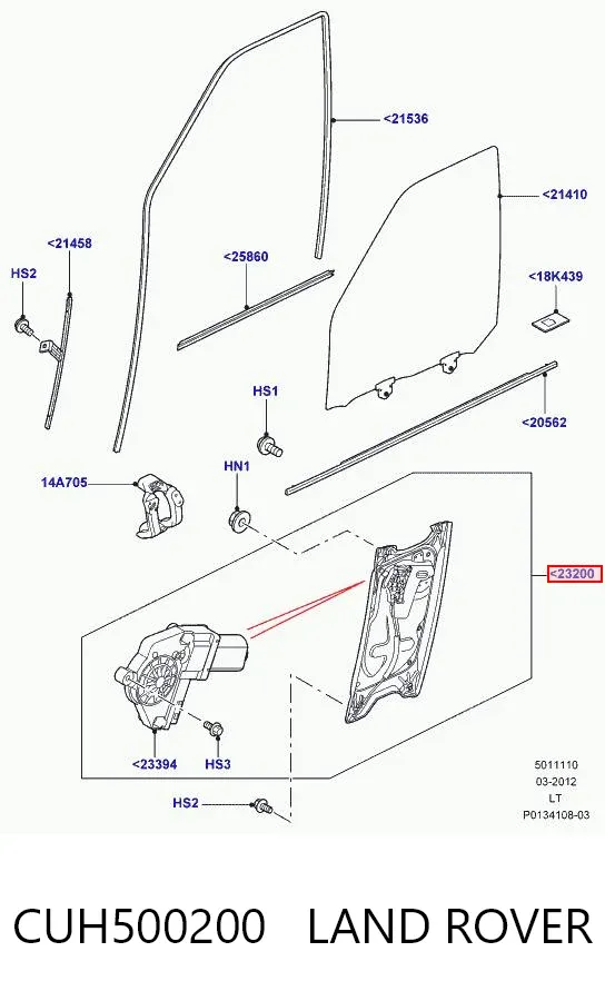 Mecanismo de elevalunas delantero derecha CUH500200 Land Rover