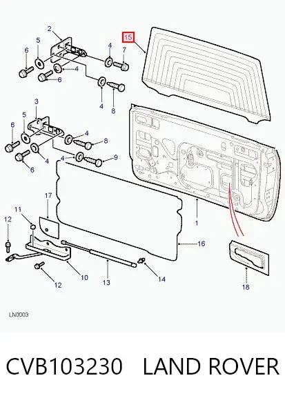 Cristal de el maletero, 3/5 puertas traseras (trastes) CVB103230 Land Rover