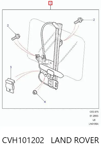 Mecanismo de elevalunas de la puerta trasera derecha LAND ROVER CVH101202