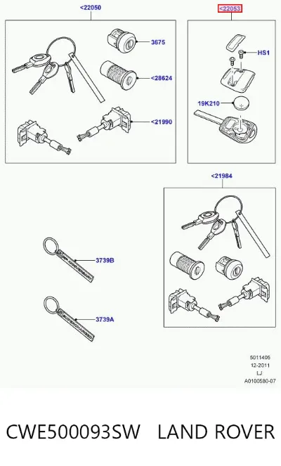 Llave de encendido LAND ROVER CWE500093SW