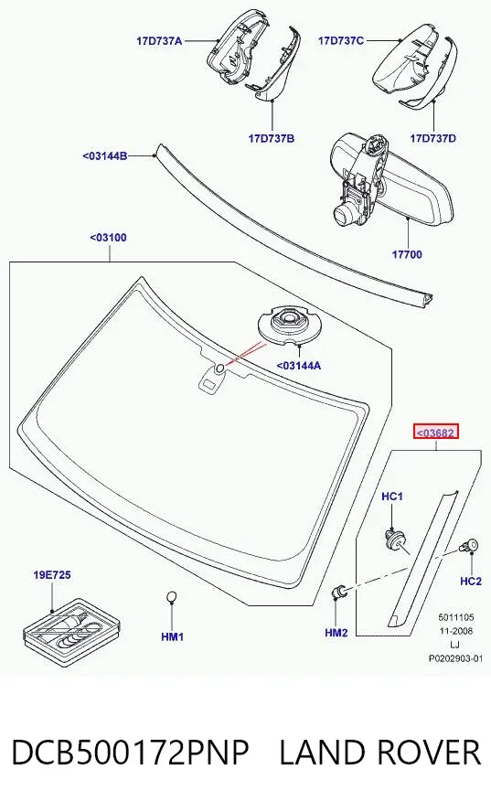 Moldura superior del parabrisas DCB500172PNP Land Rover