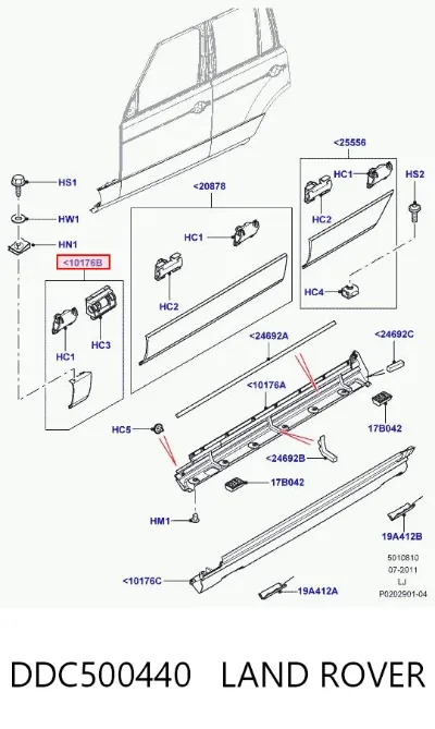 Moldura de guardabarros delantero derecho LAND ROVER DDC500440