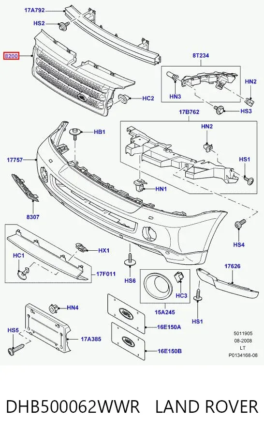 Parrilla DHB500062WWR Land Rover