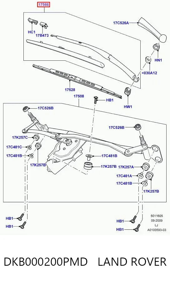 Brazo del limpiaparabrisas Land Rover Range Rover III