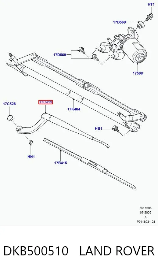 Brazo del limpiaparabrisas Land Rover Range Rover SPORT I