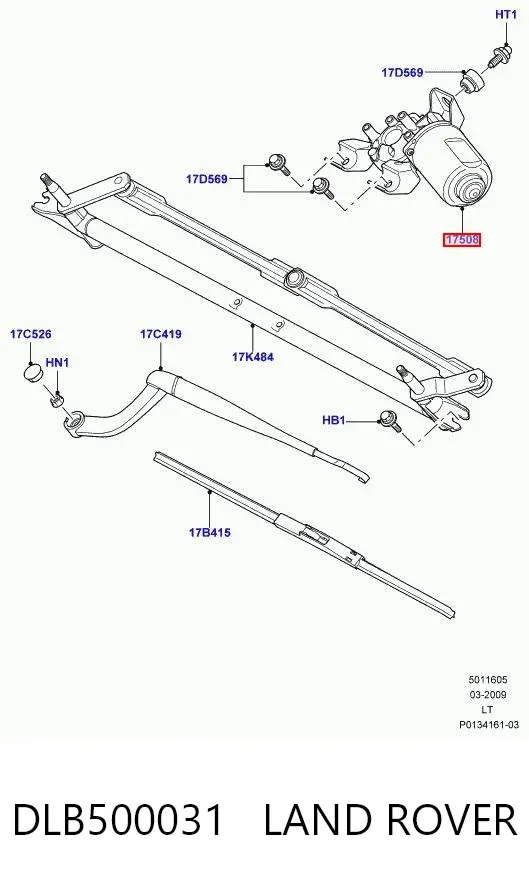 Motor limpiaparabrisas DLB500031 Land Rover
