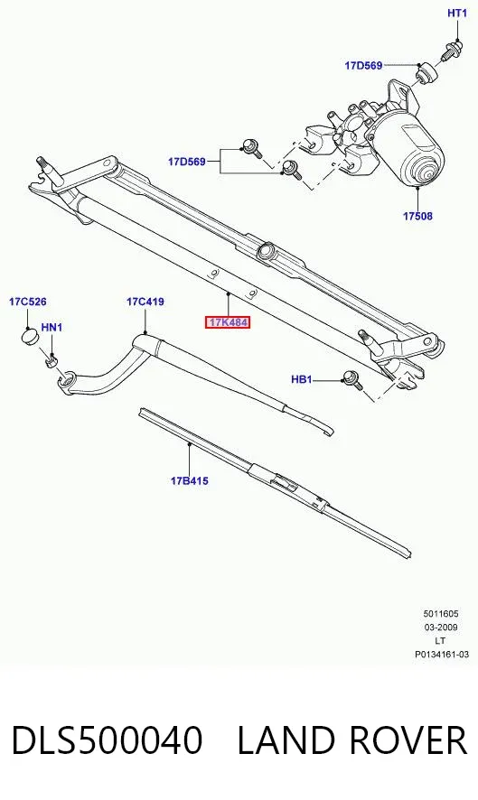 Varilla de limpiaparabrisas DLS500040 Land Rover