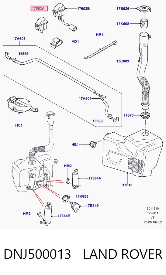 Boquilla del lavaparabrisas DNJ500013 Land Rover