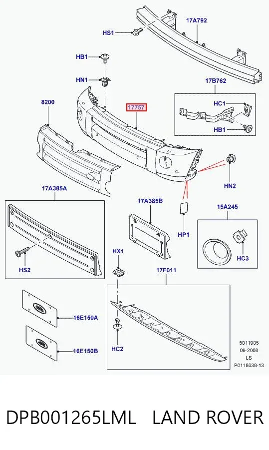 Paragolpes DPB001265LML Land Rover