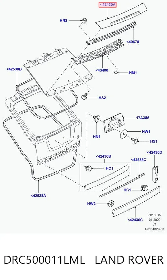 Moldura de maletero DRC500011LML Land Rover