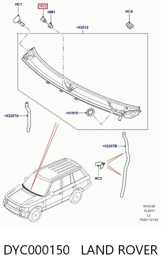 Clip de fijación de moldura de parabrisas DYC000150 Land Rover