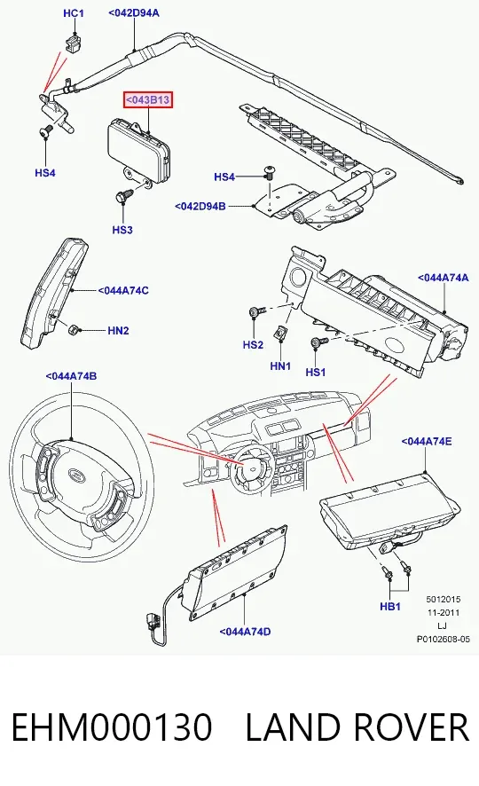 Airbag de puerta delantera izquierda EHM000130 Land Rover