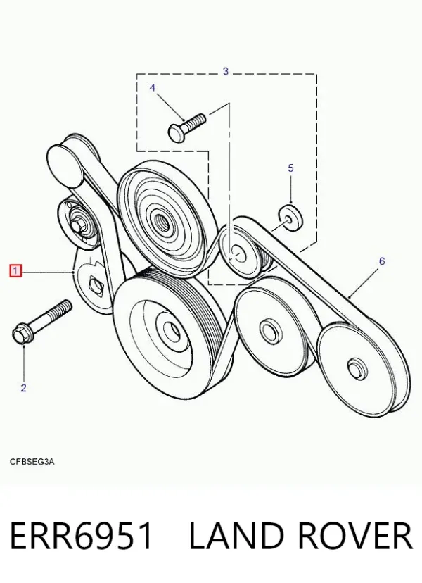 Tensor de correa poli V ERR6951 Land Rover