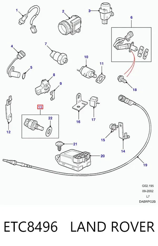 Sensor de temperatura ETC8496 Land Rover