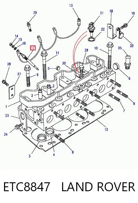 Bujía de precalentamiento ETC8847 Land Rover