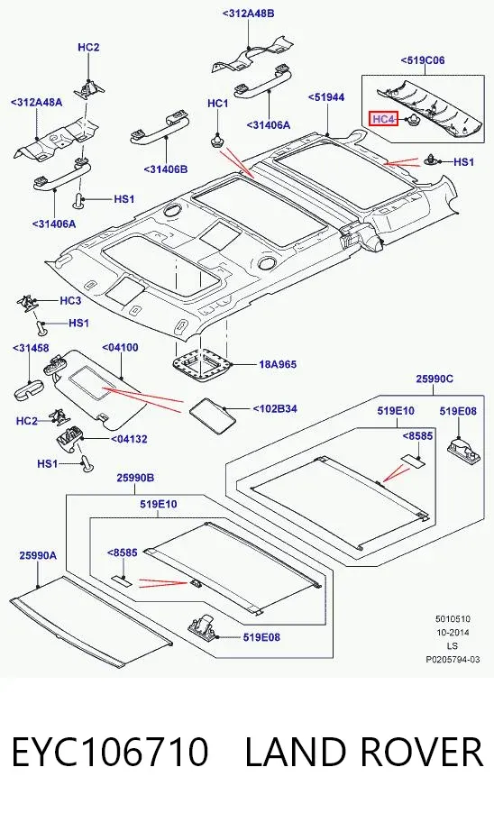 Clip de fijación de parachoques delantero EYC106710 Land Rover