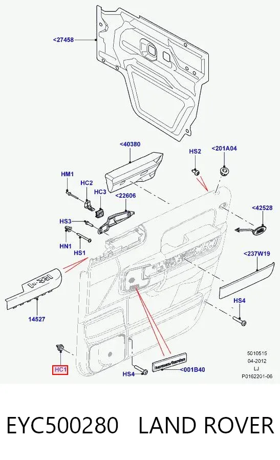 Clip de fijación de parachoques delantero EYC500280 Land Rover