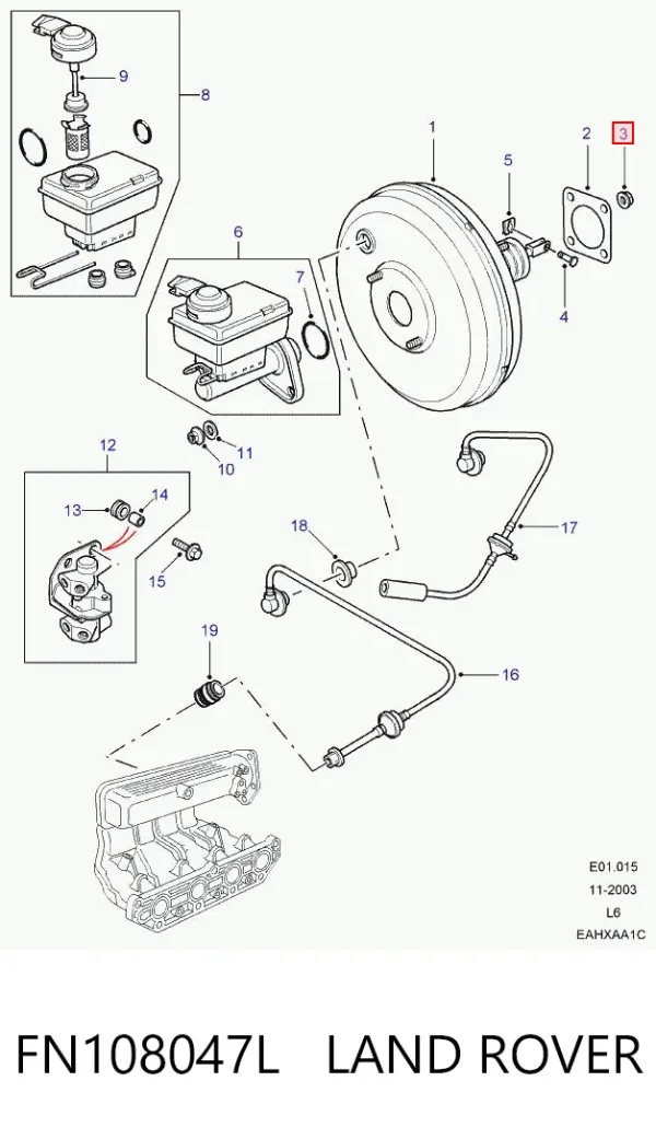 Tornillo (tuerca) de sujeción FN108047L Land Rover