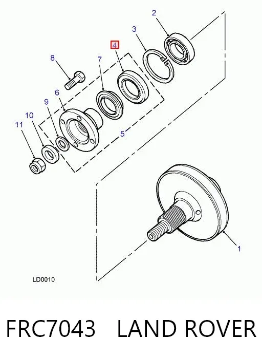 Retén del piñón del diferencial delantero FRC7043 Land Rover
