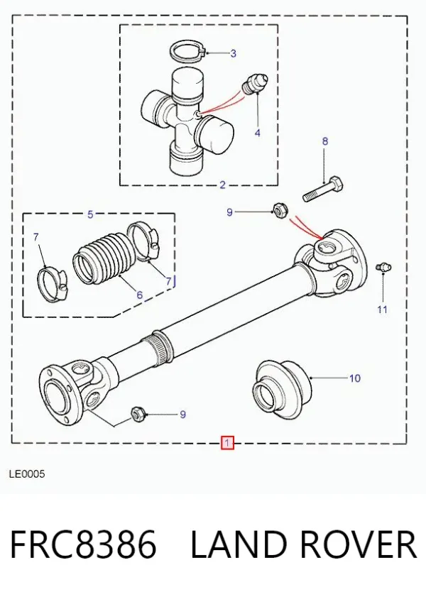 Árbol de transmision delantero FRC8386 Land Rover
