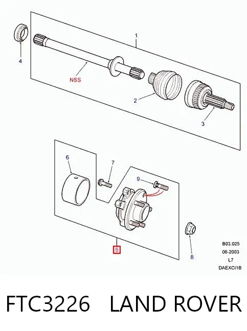 Buje de rueda delantero FTC3226 Land Rover