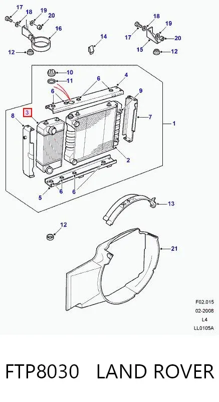 Intercooler FTP8030 Land Rover