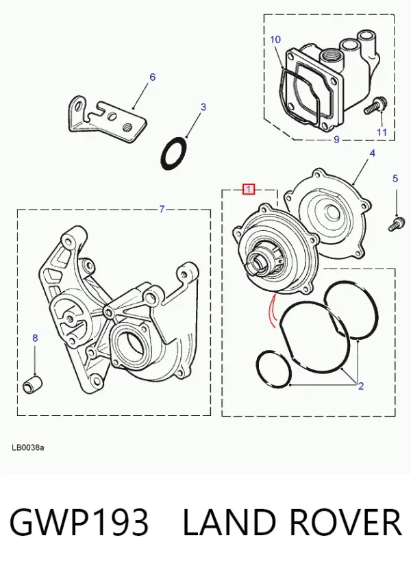Bomba de agua GWP193 Land Rover